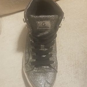 Gray sparkly hightops by Guess